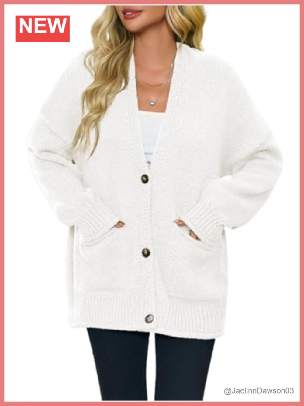 Chunky V Neck Cardigan Sweater Button Down Loose Knit Outwear Pockets